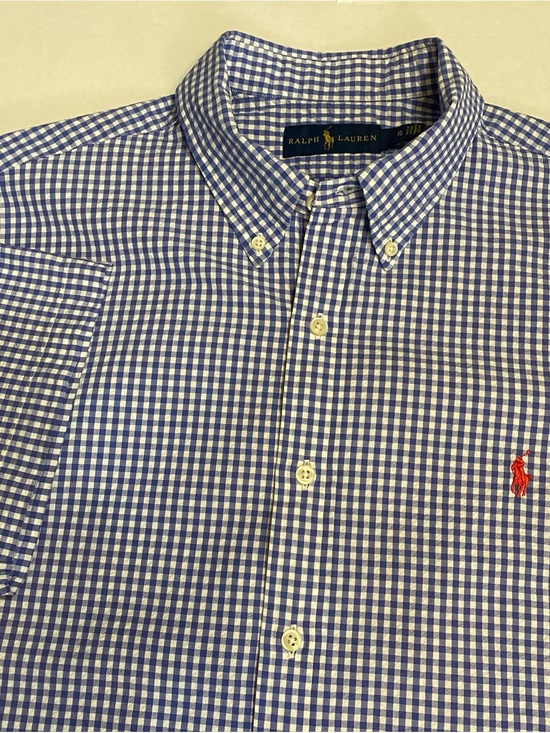 Ralph Lauren Other - Ralph Lauren Men’s Blue Seersucker Gingham Short‑Sleeve Button‑Down Shirt XL